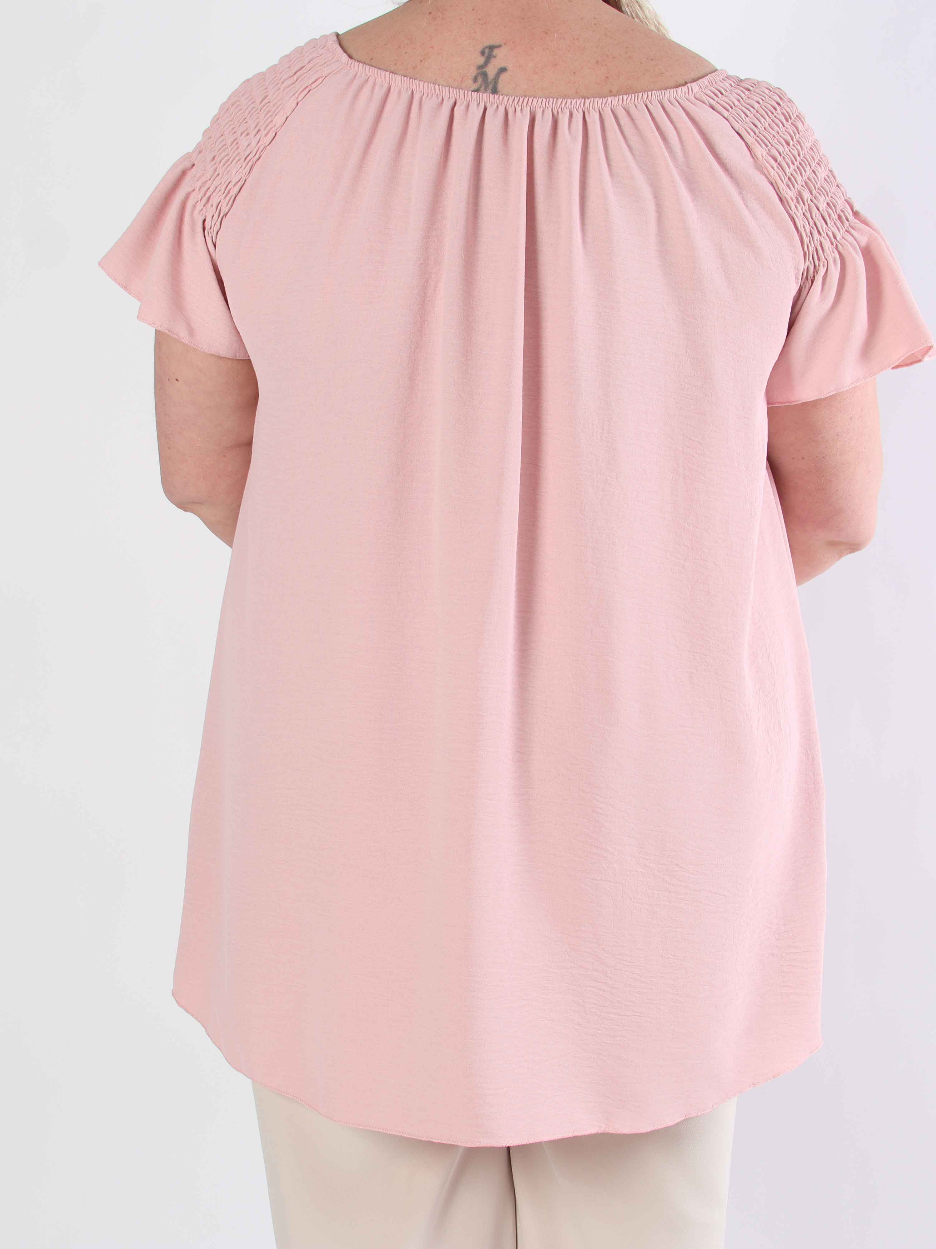 Esther - Plus size-tunika med volangärmar och elastisk halsringning